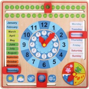 Pidoko Kids All About Today Calendar Board - My First Clock - Preschool Educational & Learning Wooden Toy | Busy Board | Gifts for Toddlers Boys and Girls 3 Year Olds +