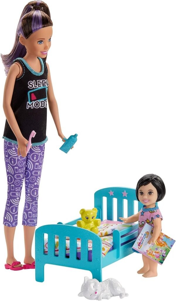 Barbie Skipper Babysitters Inc. Bedtime Playset with Skipper Doll, Toddler Doll and More, Multi