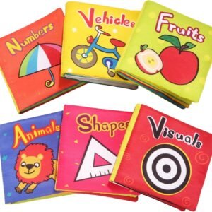 TOP BRIGHT Soft Cloth Books for Babies First Year, Baby Toys 6 to 12 Months Girls and Boys, Crinkle Books for Infants Educational Toy(Pack of 6)