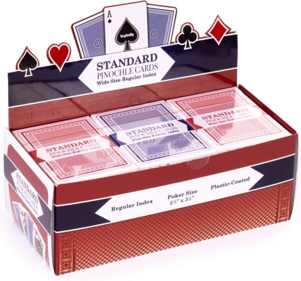 Brybelly Pinochle Playing Cards (Pack of 12), Red/Blue