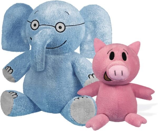 YOTTOY Mo Willems Collection | Pair of Elephant & Piggie Soft Stuffed Animal Plush Toys ? 7? & 5? Sitting