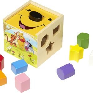 Melissa & Doug Disney Baby Winnie the Pooh Wooden Shape Sorting Cube - Educational Toy With 9 Shapes
