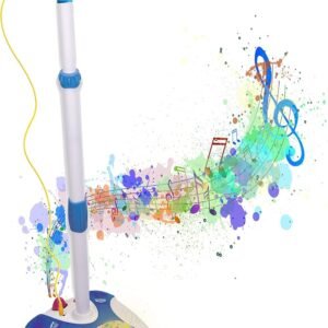 Karaoke Disco Light Adjustable Mic & Speaker Stand! Includes 12 pre-Loaded Popular Songs and Connects to iPods, Smartphones & MP3 Players (Blue)