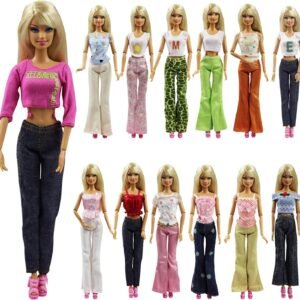 K.T. Fancy Set of 5 Quality Handmade Blouse + Trousers Pants Outfit Casual Wear for 11.5 Inch Doll Clothes Xmas Birthday Gift Present