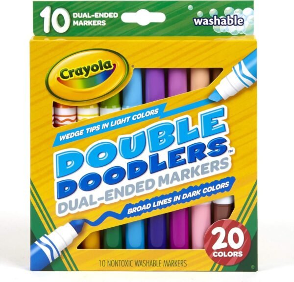 Crayola Dual-Tip Washable Markers, Broad Line & Chisel Tip, 10 Count