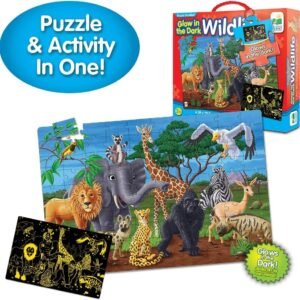 The Learning Journey Puzzle Doubles Glow in the Dark - Wildlife - 100 Piece Glow in the Dark Preschool Puzzle (3 x 2 feet) - Educational Gifts for Boys & Girls Ages 3 and Up