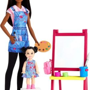 ?Barbie Art Teacher Playset with Brunette Doll, Easel and Accessories