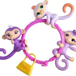 WowWee Fingerlings Minis-Series 1-5 Piece Banana Blister 3 Figures Plus Bonus Bracelet and Charm