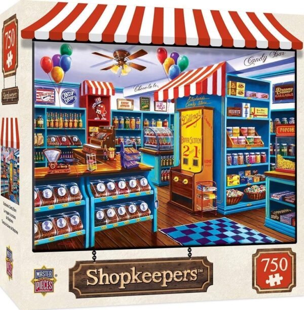 MasterPieces Shopkeepers Jigsaw Puzzle, Stephanie's Candy Store, Featuring Art by Geno Peoples, 750 Pieces