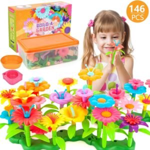 AOKIWO 146PCS Flower Garden Building Toys for Girls, STEM Toy Gardening Pretend Gift for Kids, Building Blocks Educational Creative Playset for Age 3,4,5,6,7 Year Old Pretend Gardening Gifts