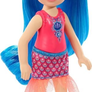 Barbie Dreamtopia Chelsea Sprite Doll, 7-inch, with Blue Hair Wearing Fashion and Accessories, Multi (GJJ94)