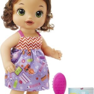 BABY ALIVE READY FOR SCHOOL BABY: Brown Hair Baby Doll, School-Themed Dress, Doll Accessories Include Notebook & Brush, Doll For 3-Year-Old Girls and Boys and Up