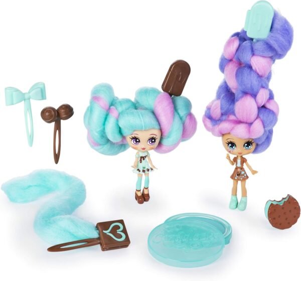 Candylocks, BFF 2-Pack, 3' Mint Choco Chick and Choco Lisa, Scented Collectible Dolls with Accessories