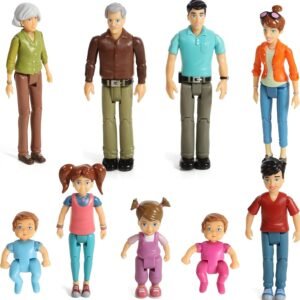 Beverly Hills Doll Collection Sweet Li'l Family Dollhouse People Set of 9 Action Figure Set - Grandpa, Grandma, Mom, Dad, Sister, Brother, Toddler, Twin Boy & Girl