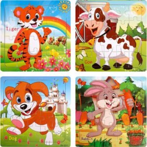 Toddler Puzzles Wooden Jigsaw Puzzles for Toddlers Age 2-5 Year Old 20 Piece Wooden Puzzles for Toddler Children Learning Educational Toddler Toys for Boys and Girls (4 Puzzles)