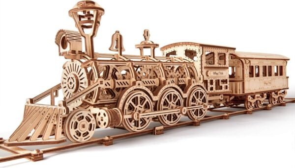 Wood Trick Wooden Toy Train Set with Railway - 34x7? - Locomotive Train Toy Mechanical Model Kit - 3D Wooden Puzzle, Brain Teaser for Adults and Kids, Best DIY Toy