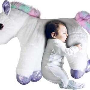 GRIFIL ZERO XXL Size Unicorn Stuffed Animal Pillow Plush Toy Kid Babies Nursery Room Decoration Huge Big Large Doll (Silver)