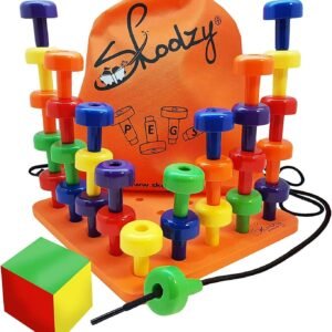 Skoolzy Peg Board Set - Montessori Toys for Toddlers, Preschool Kids | 30 Lacing Pegs for Learning Games, Dice Colors Sorting Counting - Occupational Therapy Fine Motor Skills Activity Pegboard EBook