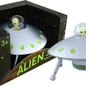 Off the Wall Toys Alien Glow-in-The-Dark UFO Space Ship and Bendable Action Figure Toy
