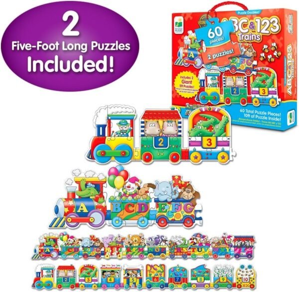 The Learning Journey: Puzzle Doubles - Giant ABC & 123 Train Floor Puzzles - Two Puzzles in One