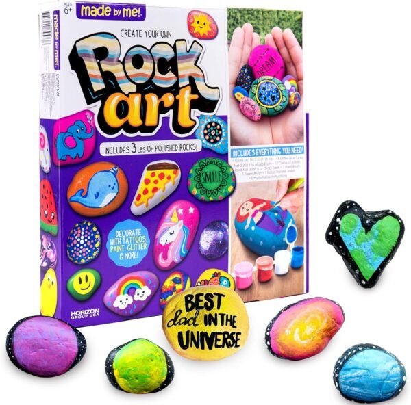 Made By Me Rock Art Kit by Horizon Group USA, Rock Painting Arts and Crafts Kit, Includes 3 Pounds of Rocks and 12 Colors of Paint