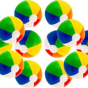 16' Rainbow Color Party Pack Inflatable Beach Balls - Beach Pool Party Toys (12 Pack)