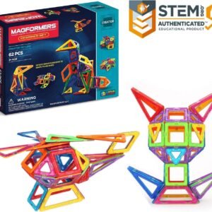 Magformers Designer Set  (62-pieces) Magnetic    Building      Blocks, Educational   Magnetic    Tiles Kit , Magnetic    Construction  shapes STEM Toy Set