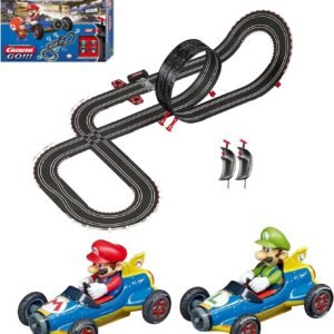 Carrera GO!!! 62492 Mario Kart Mach 8 Electric Powered Slot Car Racing Kids Toy Race Track Set Includes 2 Hand Controllers featuring Mario versus Luigi in 1:43 Scale,Multi