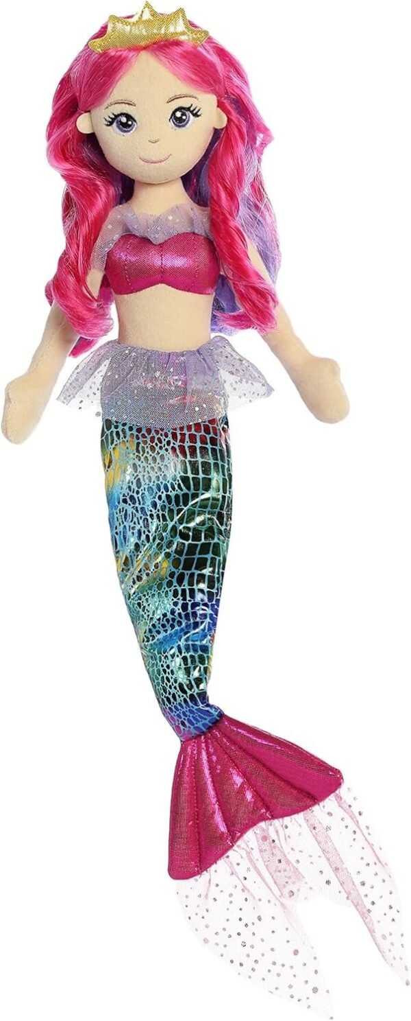 Aurora World Sea Sparkles Mermaid Plush, Rainbow Fuchsia