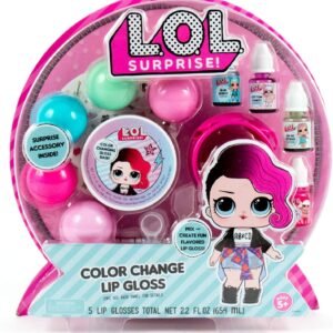 L.O.L. Surprise! Color Change Lip Gloss By Horizon Group Usa, Mix & Create 5 Color Changing ,Multi Flavored Lip Glosses,DIY Lip Gloss Making Kit, Containers & Decorative Stickers Included.Multicolored