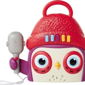 Becca's Bunch Owl Kids Karaoke Machine with Microphone Preschool Toys Player, Play, Stop, Volume Buttons