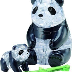 BePuzzled Original 3D Crystal Jigsaw Puzzle - Panda Bear & Baby Animal Assembly Brain Teaser, Fun Model Toy Gift Decoration for Adults & Kids Age 12 & Up, 50Piece (Level 1)
