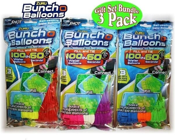 Zuru Bunch O Balloons Instant 100 Self-Sealing Water Balloons Complete Gift Set Bundle, 3 Piece (300 Balloons Total)