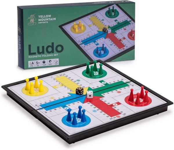 Yellow Mountain Imports Ludo Magnetic Folding Travel Board Game Set - 9.75 Inches
