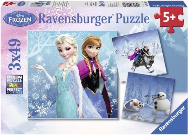 Ravensburger Disney Frozen Winter Adventures Puzzle Box 3 x 49-Piece Jigsaw Puzzles for Kids ? Every Piece is Unique, Pieces Fit Together Perfectly