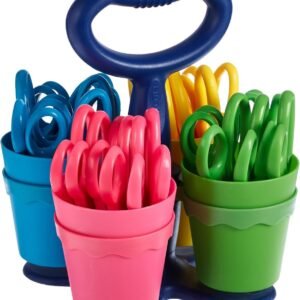 Westcott School Scissor Caddy and 24 Kids Scissors with Microban, 5-Inch Blunt (ACM14756)
