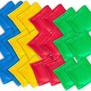 Super Z Outlet Nylon Cornhole Bean Bags Toy Set Sack Hand Toss Games Weights for Kids (5' x 5' Assorted Colors) (24 Pack)