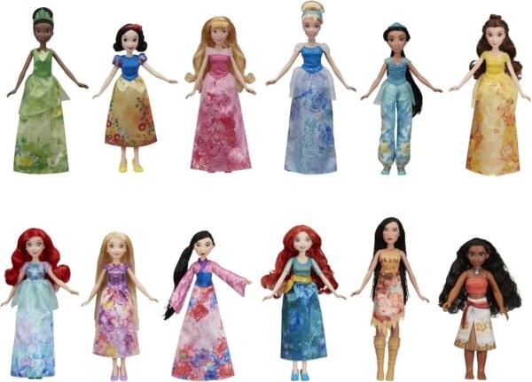 Disney Princess Royal Collection, 12 Fashion Dolls -- Ariel, Aurora, Belle, Cinderella, Jasmine, Merida, Moana, Mulan, Pocahontas, Rapunzel, Snow White, Tiana (Amazon Exclusive)