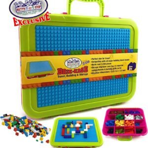 Matty's Toy Stop Brik-Kase 2-GO 13' Travel, Building, Storage & Organizer Container Case with Building Plate Lid (Holds Approx 1,500pcs) - Compatible with All Major Brands (Pink, Lime & Aqua)