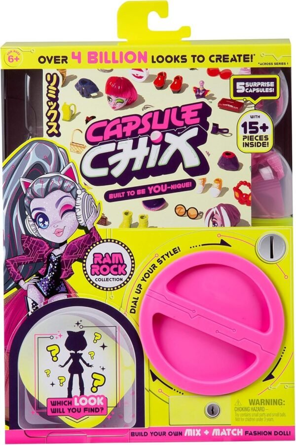 Capsule Chix Ram Rock Collection, 4.5 inch Doll with Capsule Machine Unboxing and Mix and Match Fashions and Accessories