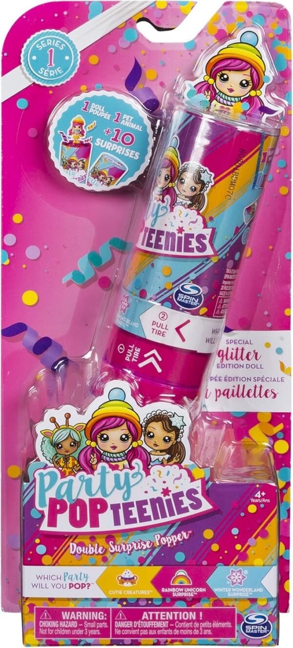 Party Popteenies - Double Surprise Popper, with Confetti, Collectible Mini Doll and Accessories, for Ages 4 and Up (Styles May Vary)