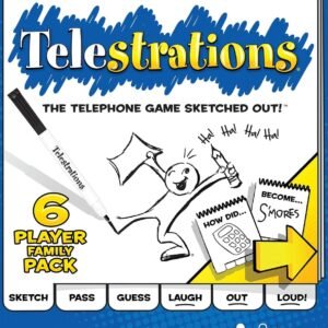 USAOPOLY Telestrations Original 6 Player | Family Board Game | A Fun Family Game for Kids and Adults | Family Game Night Just Got Better | The Telephone Game Sketched Out
