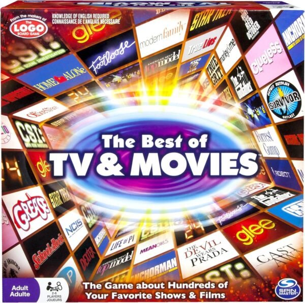 Spin Master Games: Best of TV and Movies Board Game - Test Your Knowledge of 100?s of TV Shows and Movies - 2-6 Players - Includes Over 400 Cards - Hours of Family Friendly Entertainment