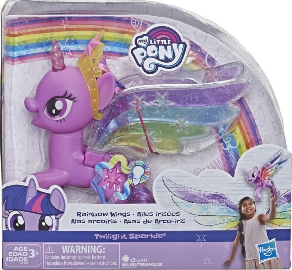 My Little Pony Toy Rainbow Wings Twilight Sparkle -- Purple Pony Figure with Lights and Moving Wings, Kids Ages 3 Years Old and Up