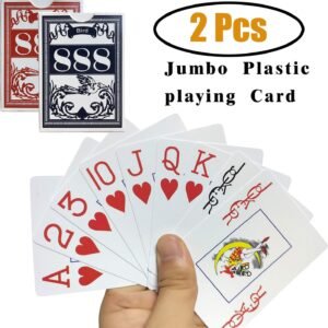 Neasyth Waterproof Plastic Playing Cards,Jumbo Index, for Texas Hold'em, Blackjack, Pinochle, Euchre, for Magic Props, Pool Beach Water Games