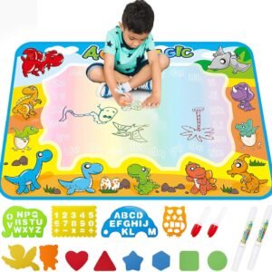 FREE TO FLY Large Aqua Drawing Mat for Kids Water Painting Writing Doodle Board Toy Color Aqua Magic Mat Bring Magic Pens Educational Travel Toys Gift for Boys Girls Toddlers Age 2 3 4 5 6
