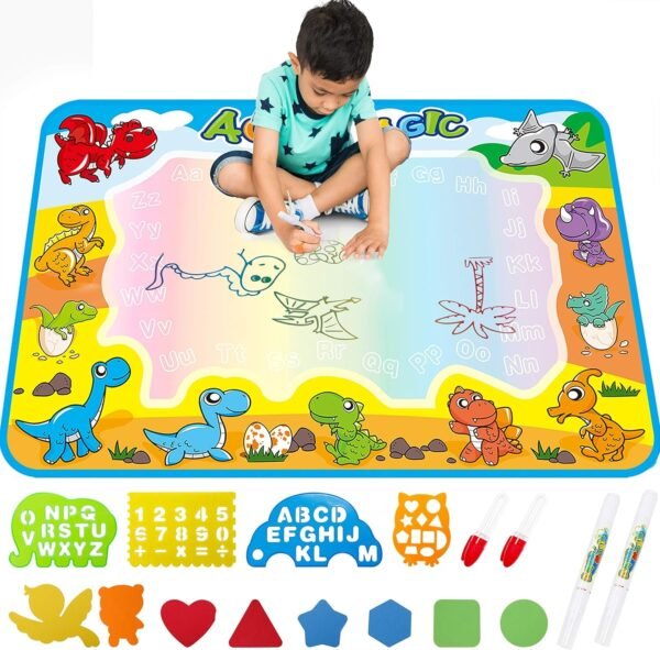 FREE TO FLY Large Aqua Drawing Mat for Kids Water Painting Writing Doodle Board Toy Color Aqua Magic Mat Bring Magic Pens Educational Travel Toys Gift for Boys Girls Toddlers Age 2 3 4 5 6