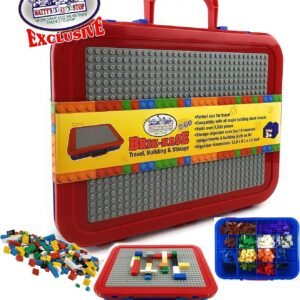 Matty's Toy Stop Brik-Kase 2-GO 13' Travel, Building, Storage & Organizer Container Case with Building Plate Lid (Holds Approx 1,500pcs) - Compatible with All Major Brands (Blue, Red & Gray)