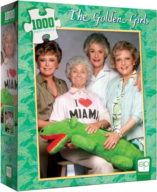 USAOPOLY The Golden Girls I Heart Miami 1000 Piece Jigsaw Puzzle | Officially Licensed Golden Girls Merchandise | Collectible Puzzle Featuring Blanche, Dorothy, Sophia, and Rose