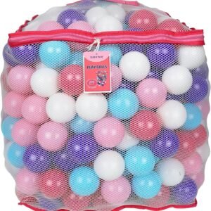 Click N' Play Plastic Ball Phthalate Free Bpa Free Crush Proof Pit Balls 5 Pretty Feminine Colors in Reusable Mesh Storage Bag with Zipper (Pack 200)